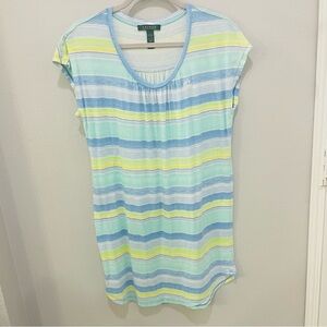 Lauren Ralph Lauren Sleep Shirt Nightgown Pastel Striped Pajamas Womens Size S